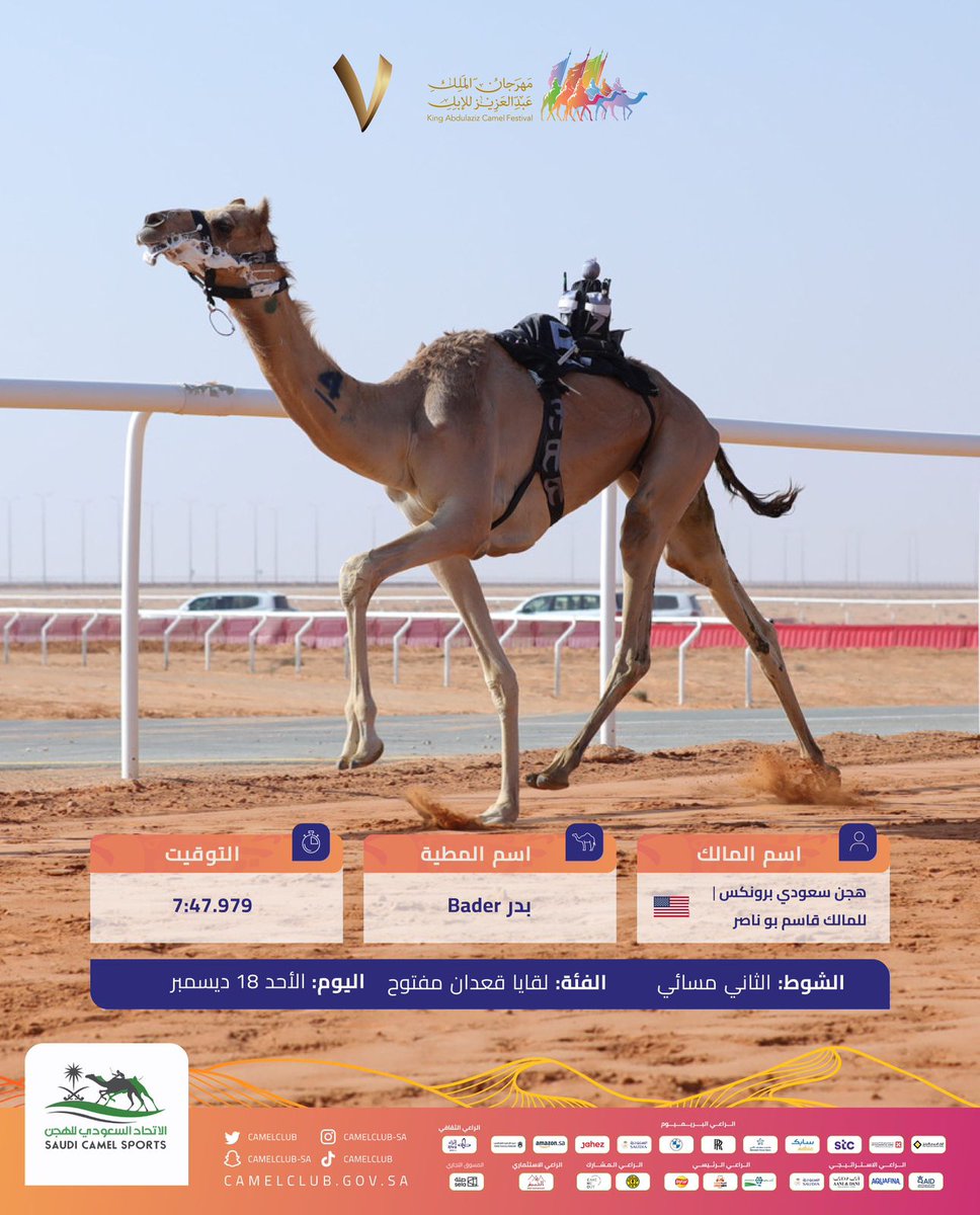 SaudiBronx's tweet photo. ICYMI: Bader won first last Sunday at the opening of the King Abdulaziz Camel Racing Festival π₯πΒ #SaudiBronx #Ω
ΩΨ±Ψ¬Ψ§Ω_Ψ§ΩΩ
ΩΩ_ΨΉΨ¨Ψ―Ψ§ΩΨΉΨ²ΩΨ²_ΩΩΨ₯Ψ¨Ω7 https://t.co/QhnMFxPyCZ