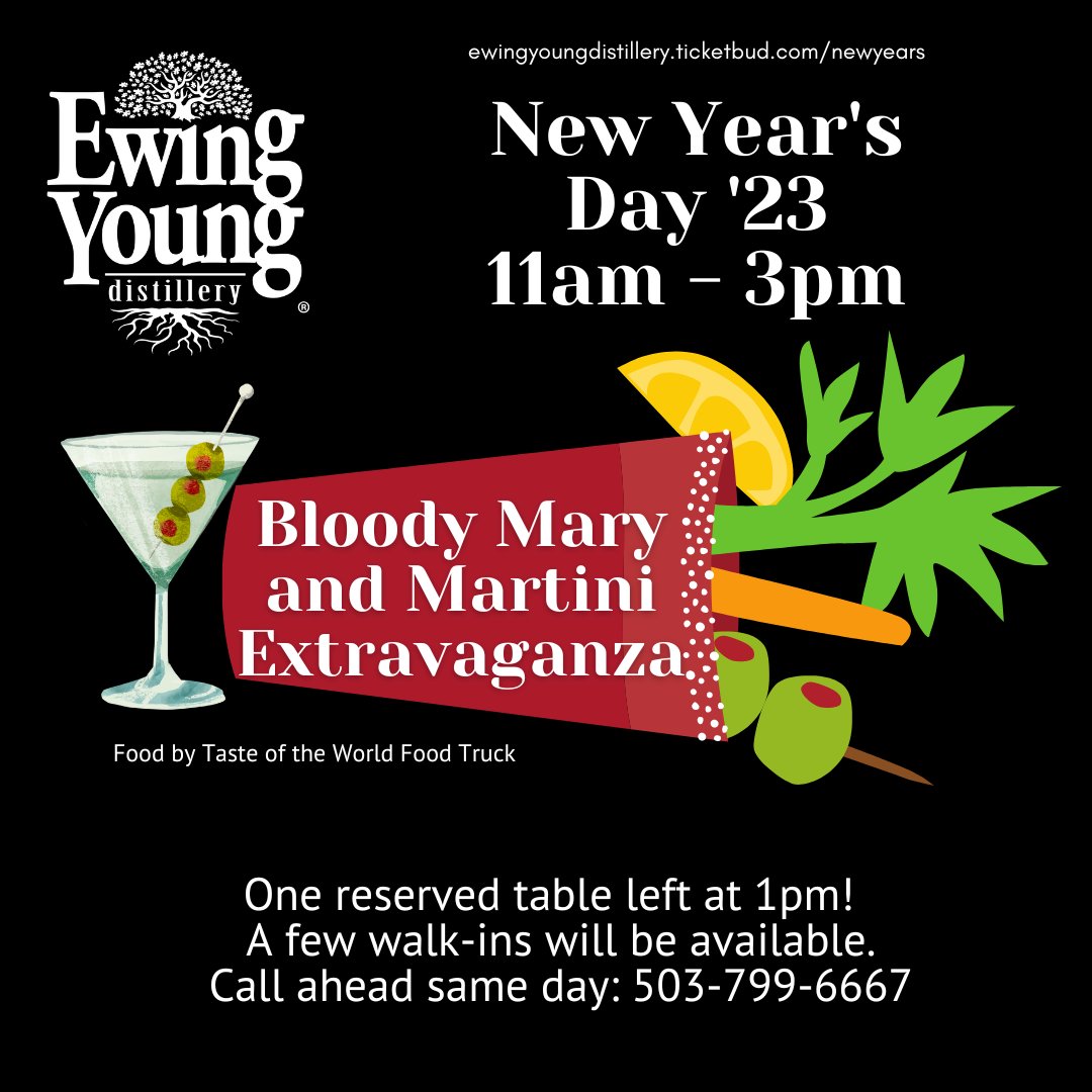 One reservation left for our New Year's Day Bloody Mary Extravaganza!  We will save a couple tables for walk-ins.  If you decide spur-of-the-moment that you want to come by on New Year's Day, call ahead and see if we have a table for you. 503-799-6667.