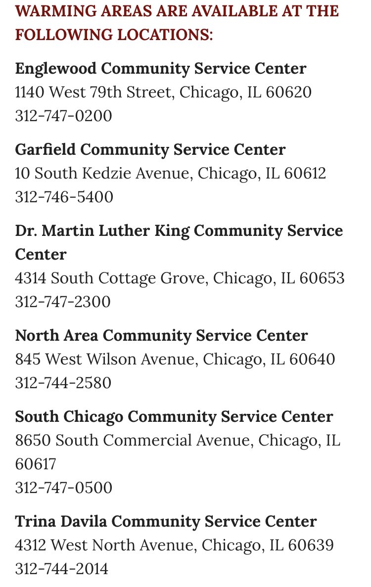 Beeisbomb's tweet photo. Warming centers in Chicago. A RT could help a follower! 🫶🏾 https://t.co/gk0EROcYqg