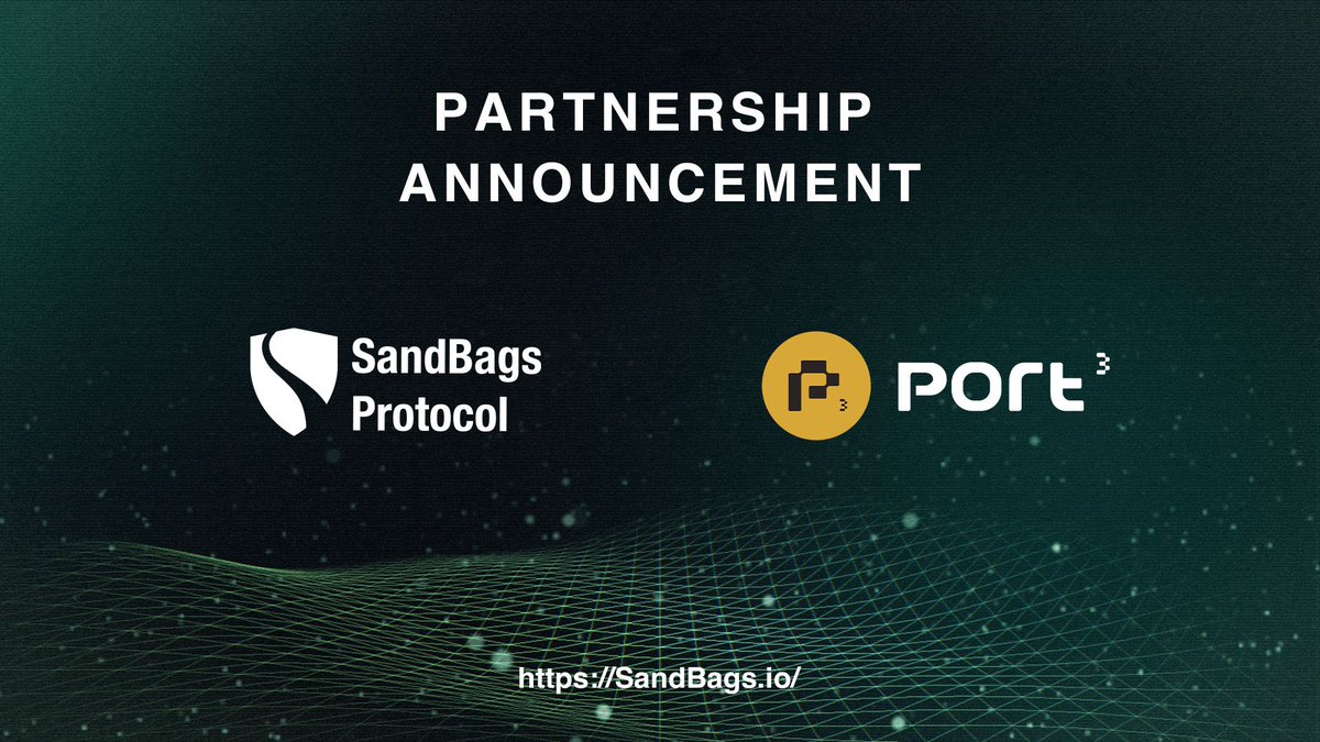 Sandbags Protocol 🤝 Port3 Network 

😎Thrilled to announce the partnership with <a href="/Port3Network/">Port3 Network</a>, the one-stop platform to create, utilize and evolve your Web3 identity

#Sandbags committed to solving onchain #security issues, enhancing user confidence, ultimately driving #Web3 dev
