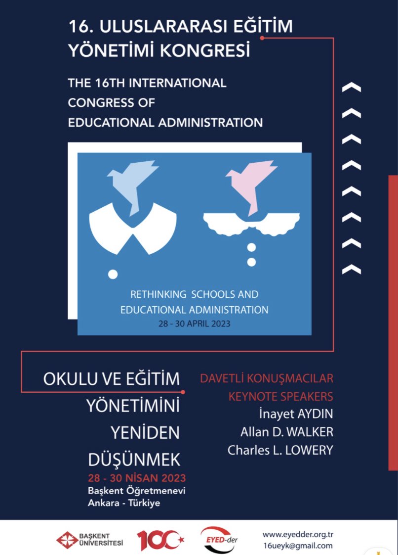 Tarihleri not edelim. 
EYK, <a href="/baskentunv/">Başkent Üniversitesi</a> ve EYEDDER işbirliği ile 28-30 Nisan 2022 tarihlerinde Ankara'da yapılacaktır. 
<a href="/akbabasl/">Sadegül Akbaba Altun</a> <a href="/OrucuDeniz/">Deniz Örücü</a> <a href="/servetozdemir87/">Servet Özdemir</a>  <a href="/profhasansimsek/">Hasan Simsek</a> <a href="/bdonmez44/">Burhanettin Dönmez</a> <a href="/Hatice95819749/">Hatice Turan Bora</a> <a href="/CelalTeyyarUURL/">Celal Teyyar UĞURLU</a> <a href="/BellibasMS/">Mehmet Şükrü Bellibaş</a> <a href="/gumussed/">Sedat Gümüş</a> <a href="/semilpdx/">Serap Emil, Ed.D</a> <a href="/MerveZayim/">Merve Zayim Kurtay</a> <a href="/SewgiiKaya/">sevgikaya</a>