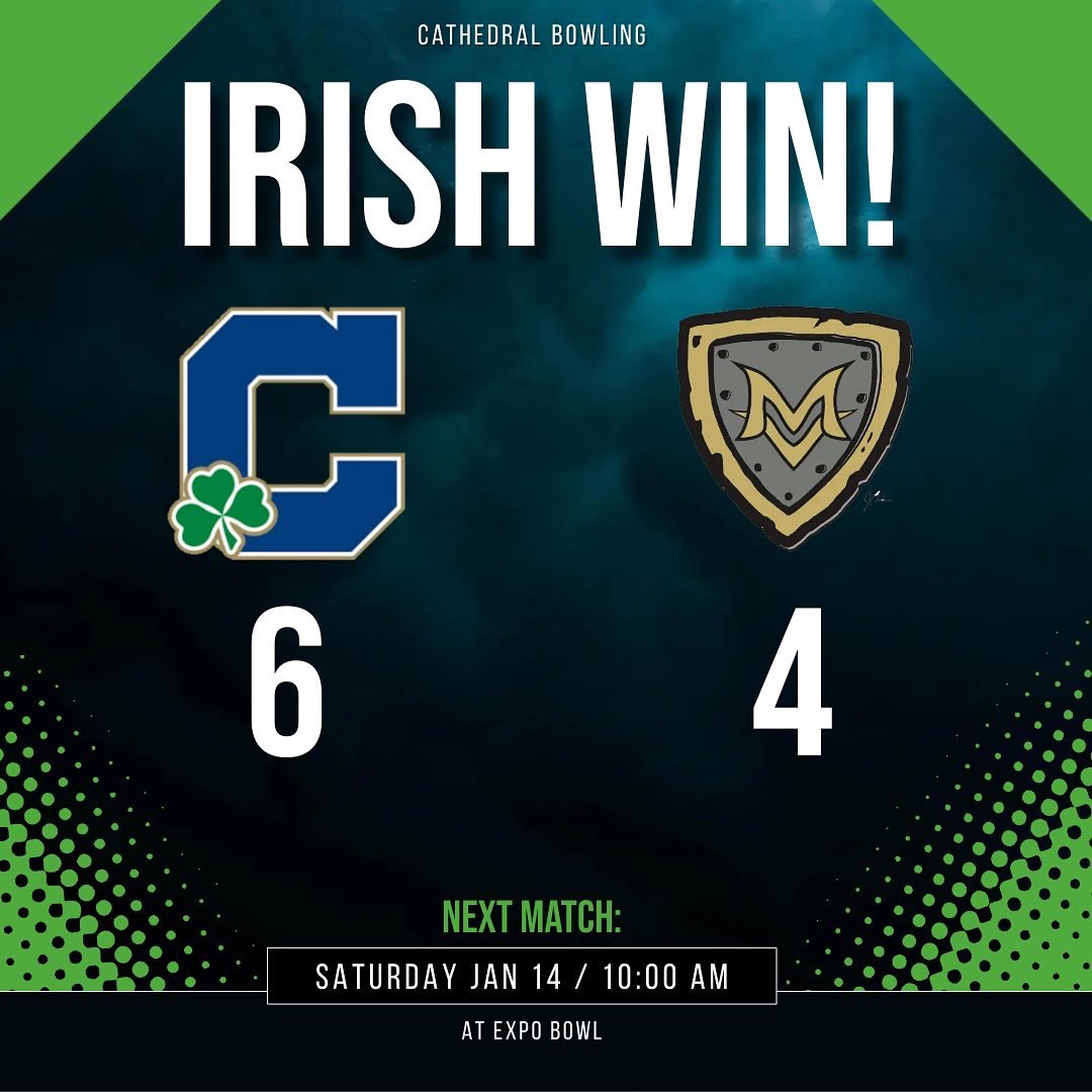 cathedralbowl's tweet image. Irish win! With their win over Mt Vernon, the boys clinched their first 7-win season in program history by taking care of the Marauders 6-4 in a nail-biter, the girls fall against Eastern Hancock in a tiebreaker and JV does well against Greenfield. On to sectionals! ☘️🎳