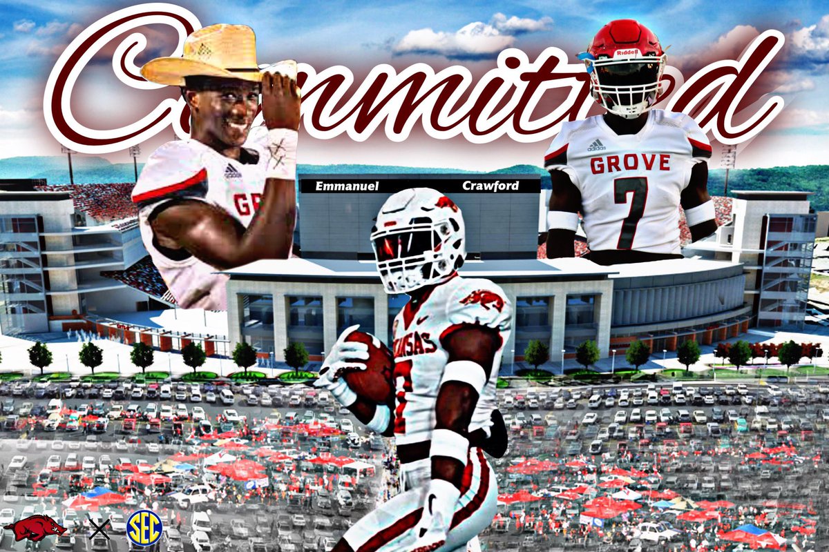 CadeBrimmer's tweet photo. The best RB in Oklahoma!!!

Emmanuel Crawford has committed to Arkansas.

The 6’0 175lb RB had over 2300 rushing yards to go along with 36 Rushing TDs in his HS career.😳 

Sam Pittman got himself a dawg down in Fayetteville. Better keep an eye out. #woopigsooie https://t.co/OJL4xmfLoR