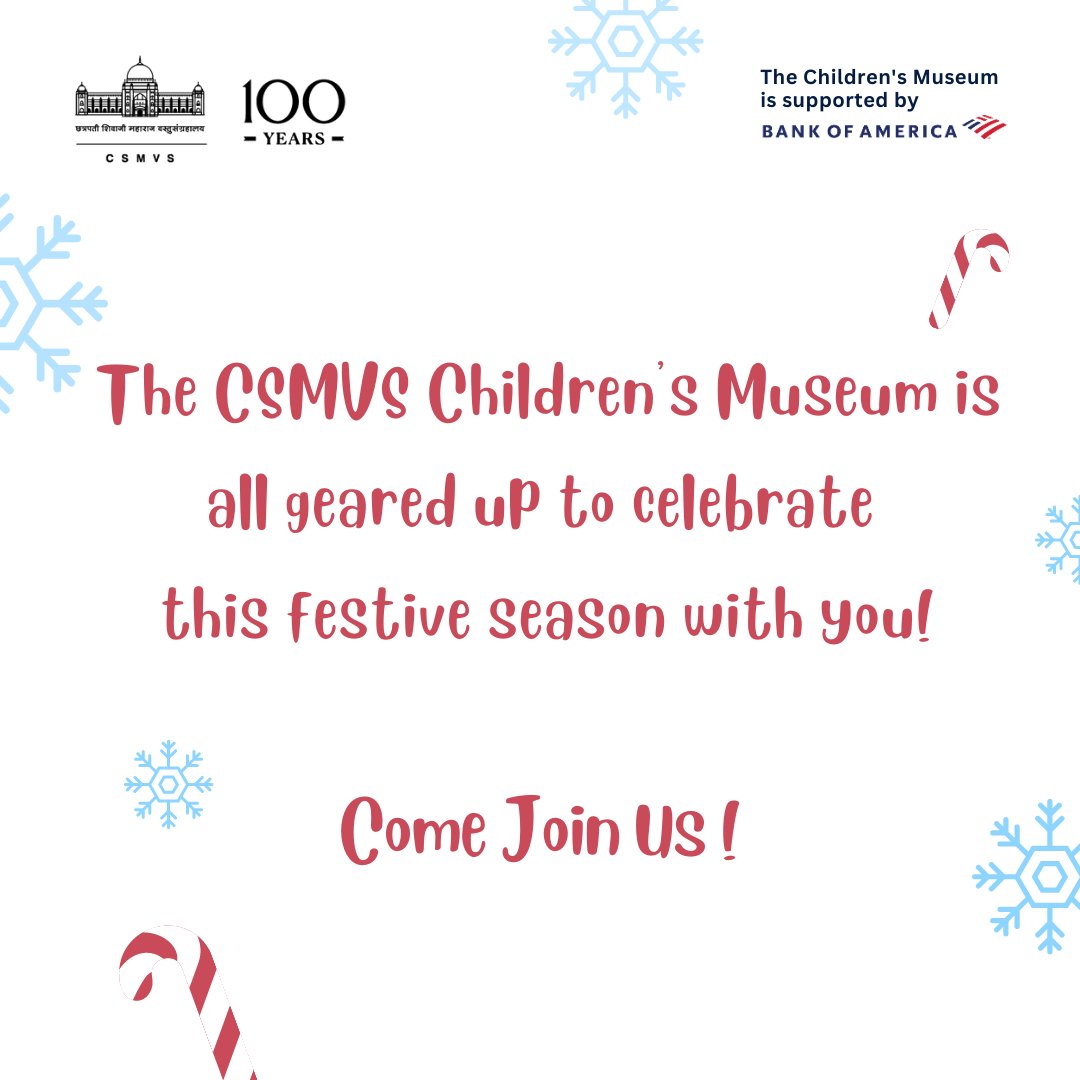 CSMVSmumbai's tweet photo. The CSMVS Children’s Museum is ready and excited to celebrate this festive season with you. Join us for exciting activities this weekend!
To register for these events, please email us on events@csmvs.in (Museum entry ticket applicable).
#csmvs #csmvs100 #csmvschildrensmuseum https://t.co/iJBXZWaRTZ