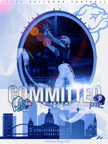 Super excited to announce I’m committed to play Division 1 football at <a href="/DrakeBulldogsFB/">Drake Football</a> Thank you <a href="/tstepsis/">Todd Stepsis</a> @CoachJax42 for welcoming me to the program!