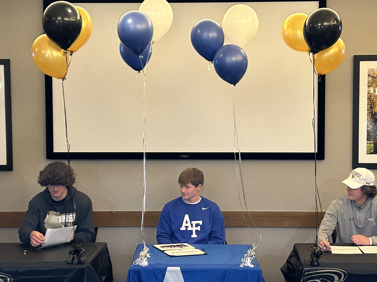 Three of our own took the next step in their careers today! 

Congrats to <a href="/bryceolsonfb/">Bryce Olson</a> <a href="/BusteedMac/">Mac Busteed</a> and <a href="/KubatTyler/">Tyler Kubat</a> on an outstanding high school career and signing to play at the next level!