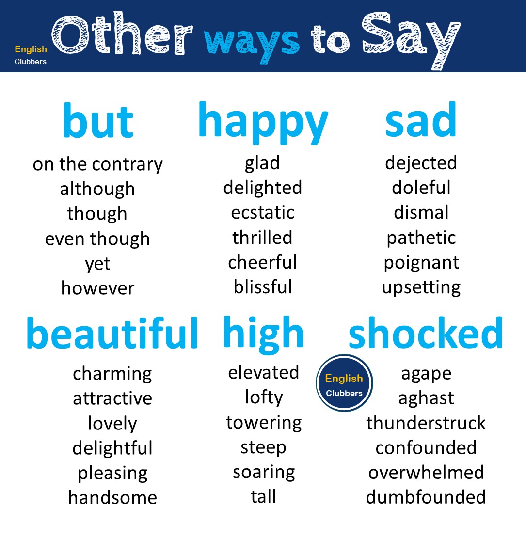 englishclubber's tweet image. Other ways to say: but, happy, sad, beautiful, high, shocked