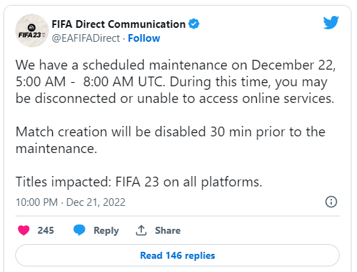 CombellasFC's tweet photo. @duryadry @EASPORTSFutbol @EAHelp Según este tweet de EA puede tomar tres horas... justo lo que resta para que finalice la temporada 2. https://t.co/wOgo5N97Sm