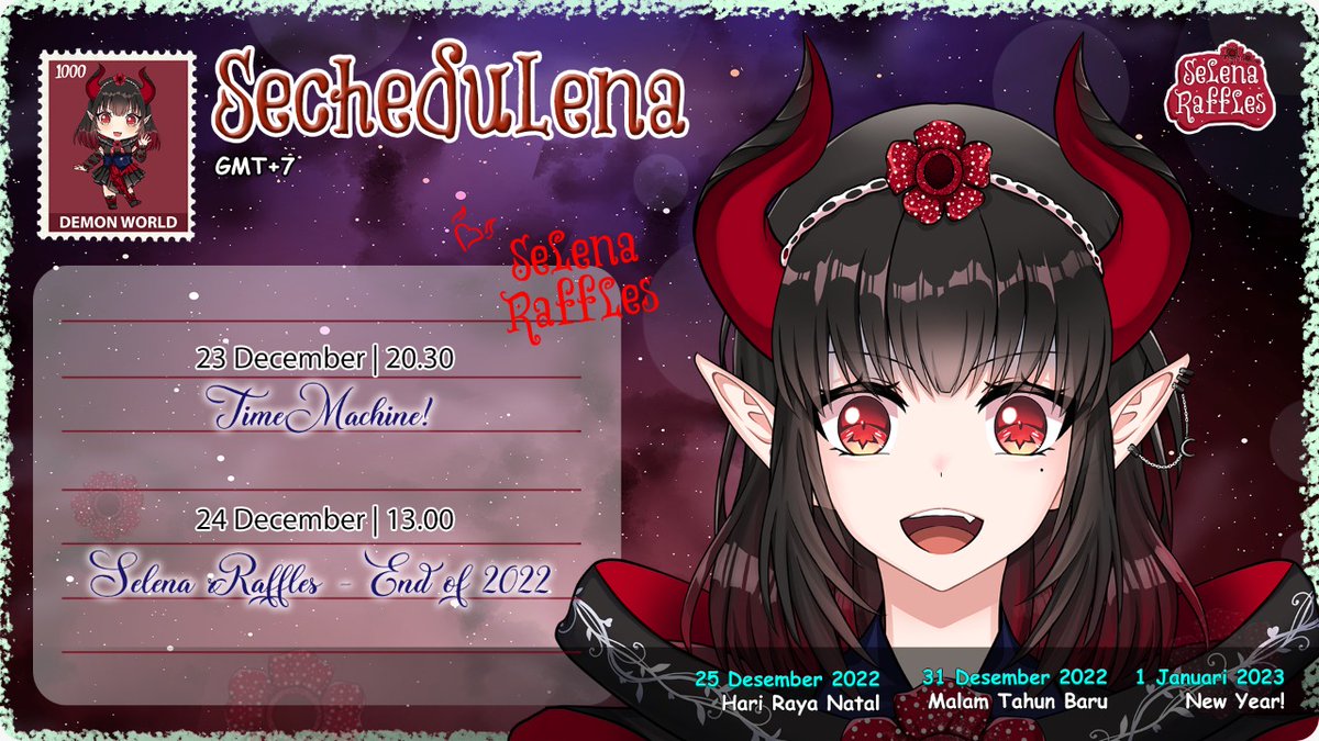 SelenaRaffles's tweet photo. [WEEKLY SCHEDULE]
Ini Sechedulena Elen minggu ini!!
ヽ(^o^)丿Don't miss it~!!!

Support me:
https://t.co/ytld51nmqh

◎ Live Streaming : #SELELIVE
◎ Announcement : #SECHEDULENA 
◎ Fanart : #SELEART 
◎ Memes/Jokes : #SELEMEMES
(´,,•ω•,,)♡

#Vtuber #VtuberID #STREAM #YouTube https://t.co/ODeRFf9Ufj