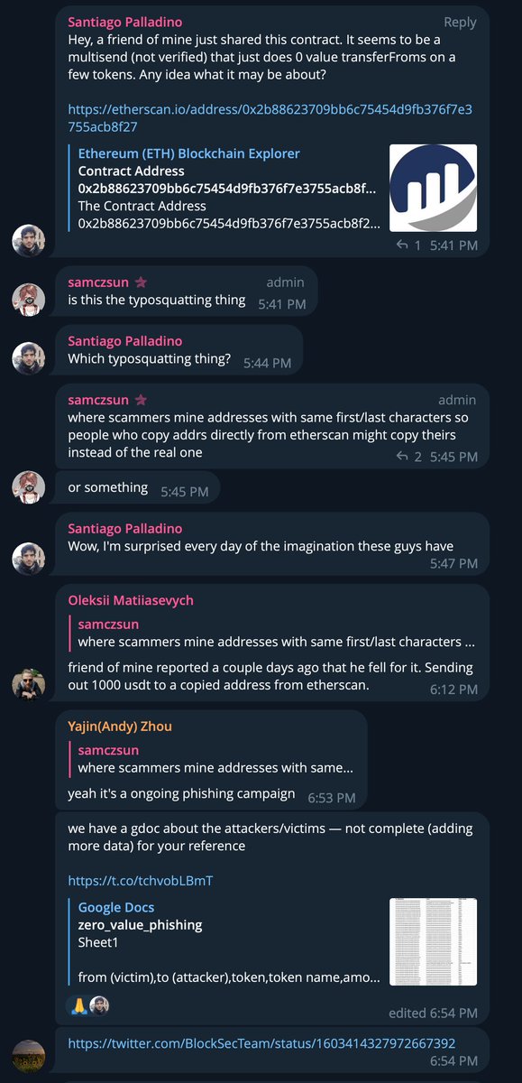 "whats up with these weird addresses sending nothing on repeat?" a knowledge dump 👇

its a phish / spoof / on-chain typosquatting / way for asocial fucktards to steal your crypto instead of doing an honest days work

(currently) (mostly) on eth and bsc chains