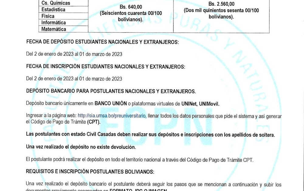 Facultad de Ciencias Puras y Naturales UMSA 2023: Convocatoria al Curso Prefacultativo Segundo Semestre - Admisión Académica 2023 dlvr.it/SfmHCP