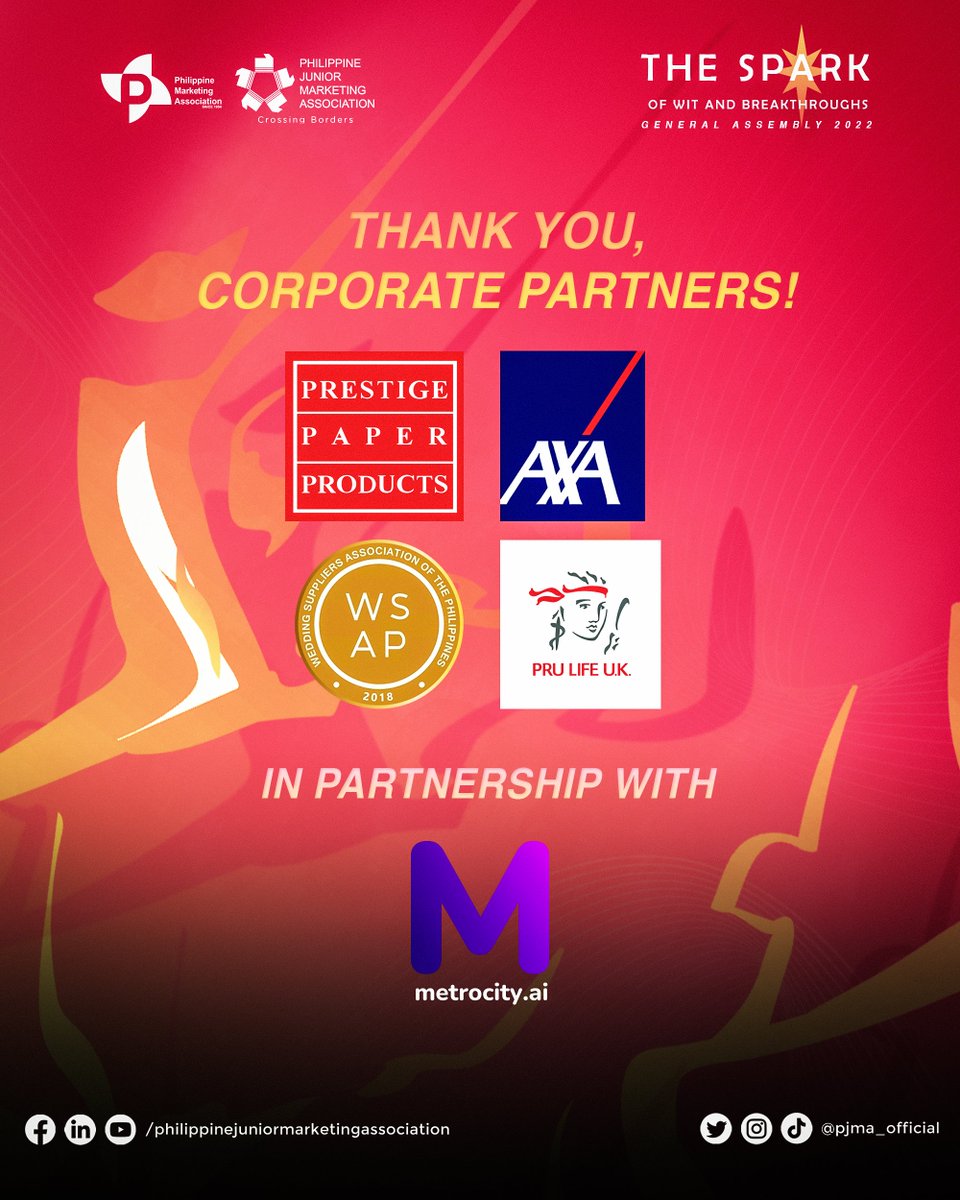 We would like to express our utmost gratitude to our Corporate Partners for helping us carve a path towards our dream careers. 

May you all continue to light the spark in this industry!

#AspireToAchieve
#GeneralAssembly2022
#PJMA36