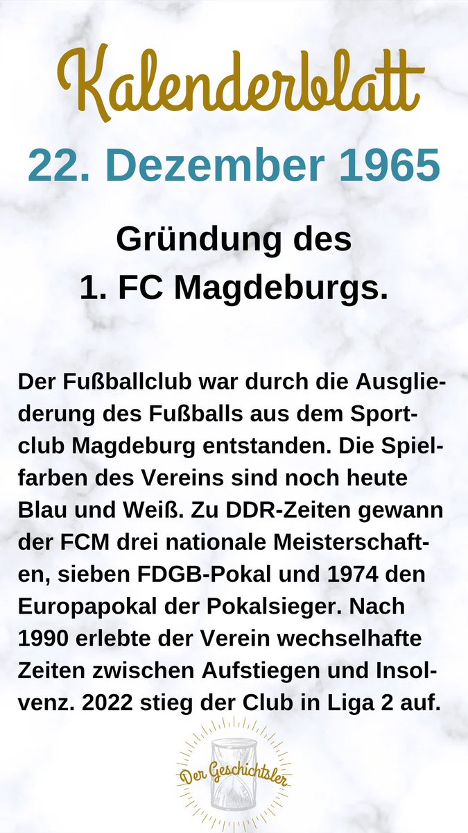 Vor 57 Jahren wurde der <a href="/1_FCM/">Magdeburg Depre II</a> gegründet. (Der beste #club der Welt 😇)
#fcm #EINMALIMMER
#heutevor #onthisday
#spaßmitgeschichte