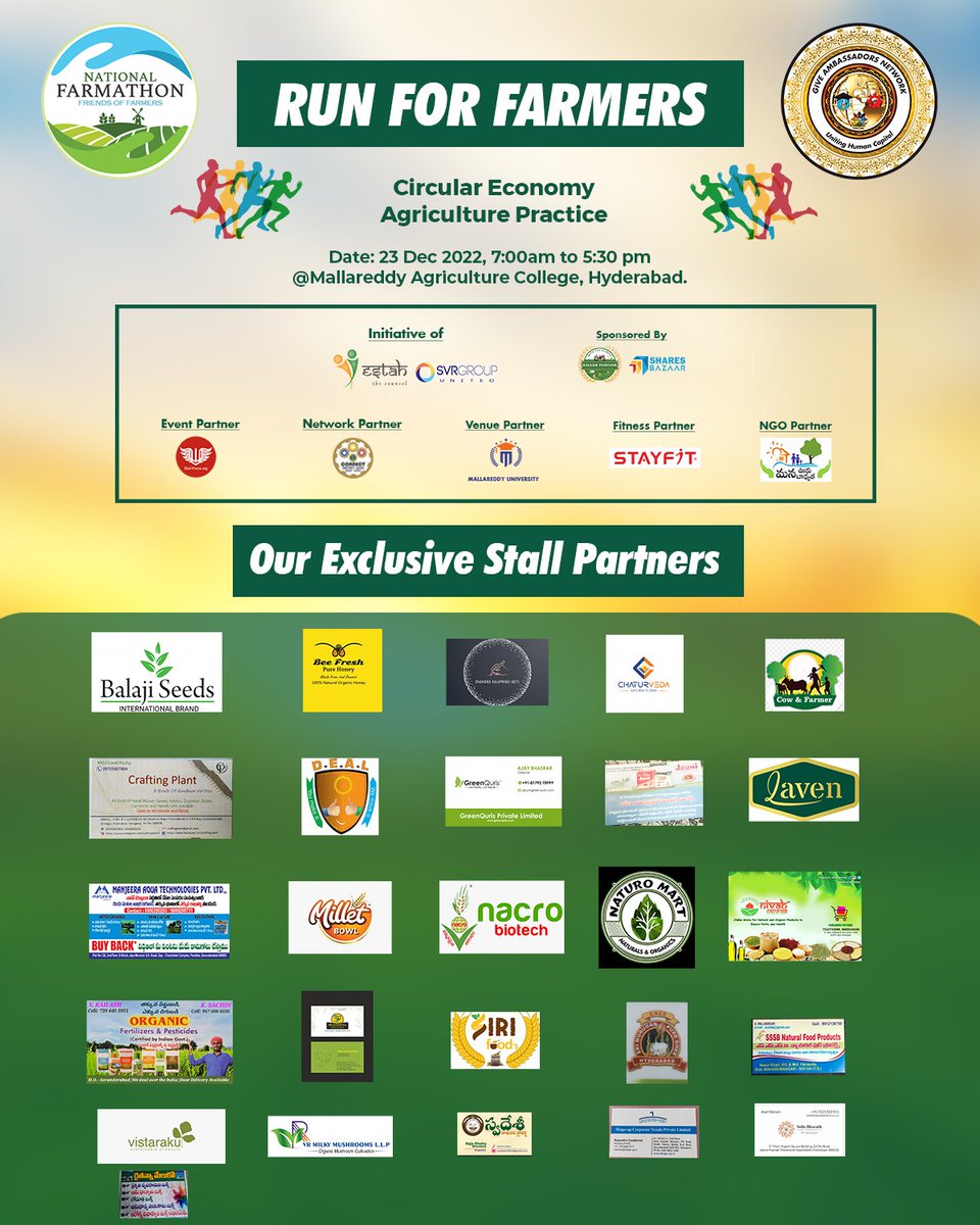 NFarmathon's tweet photo. Participated in  Exclusive Stall Partners National Farmathon.

#NationalFarmathon #Farmer #runforfarmers #stall https://t.co/JC84IvhEw0