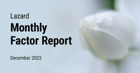 LazardFM's tweet photo. The potential for a slowing of #Fed rate hikes and an easing of COVID-19 policies in China likely helped drive #equities to their second straight month of gains. They also contributed to a large drawdown in #momentum, which dominated factor performance. https://t.co/pmwbXOSzNu https://t.co/gVFpDpX2D4