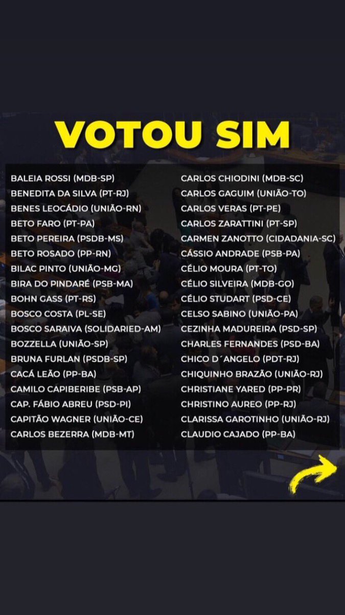 SilvaneTeixeir1's tweet photo. Lista dos 331 deputados que votaram a favor da #pecdorombo. 
É muito deboche com o Brasil, com o cidadão de bem #SOSBRAZIL https://t.co/tZpsl8bav3