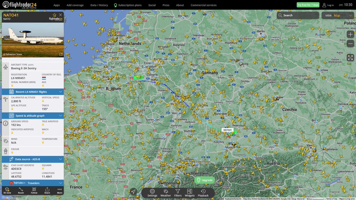 AIYeyENGDdJkjTr's tweet photo. Dec. 22, 2022
#Geilenkirchen Air Base #Hessen & Bayerns, Germany
#NATO02 ##4D03CA NATO E-3A Sentry https://t.co/VZayJqup99