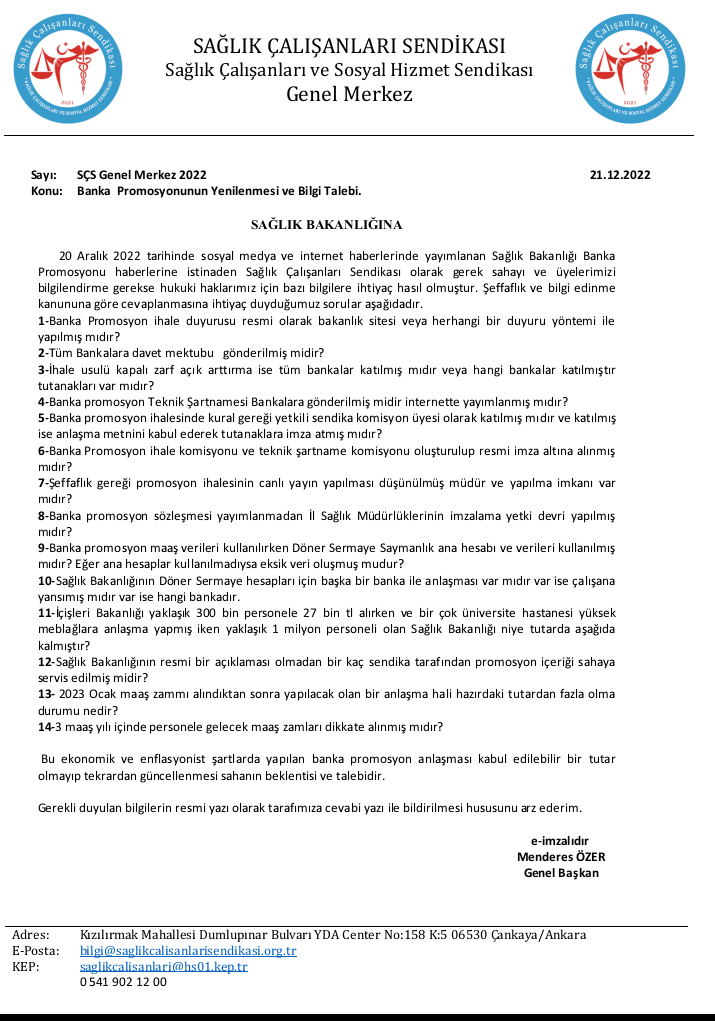 Ykselkocaba3's tweet photo. Banka Promosyonunun Yenilenmesi ve Bilgi Talebimiz ile ilgili Sağlık Bakanlığına yazdığımız yazı

#banka
#promosyon
#bilgitalebi
#sağlık
#sağlıkçalışanlarısendikası https://t.co/4hi47kZiXZ