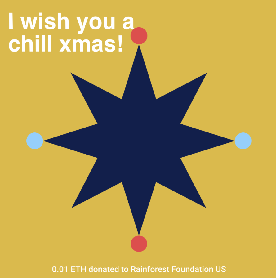 Hey <a href="/iamchillpill/">previous chill pill handle</a>, check your wallet!
We sent you a cool Christmas gift: an NFT certifying a crypto donation to <a href="/RainforestUS/">Rainforest Foundation US</a>

Hope you like it bro!

Donation tx here: cutt.ly/L0LwHXm

#NFTCommunity #charity #Rainforest