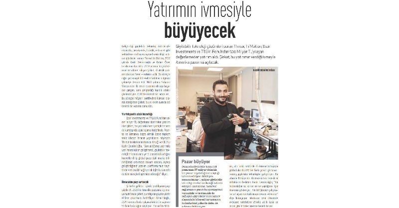 threadinmotion's tweet photo. 🚨 Our CEO &amp; Co-Founder Kadir Demircioglu had an interview with @EkonomistDergi where he talked about Thread In Motion and its future plans.

⏳Thanks to the last investment round, the future is super exciting for Thread In Motion!

#interview #investment #wearabletechnologies