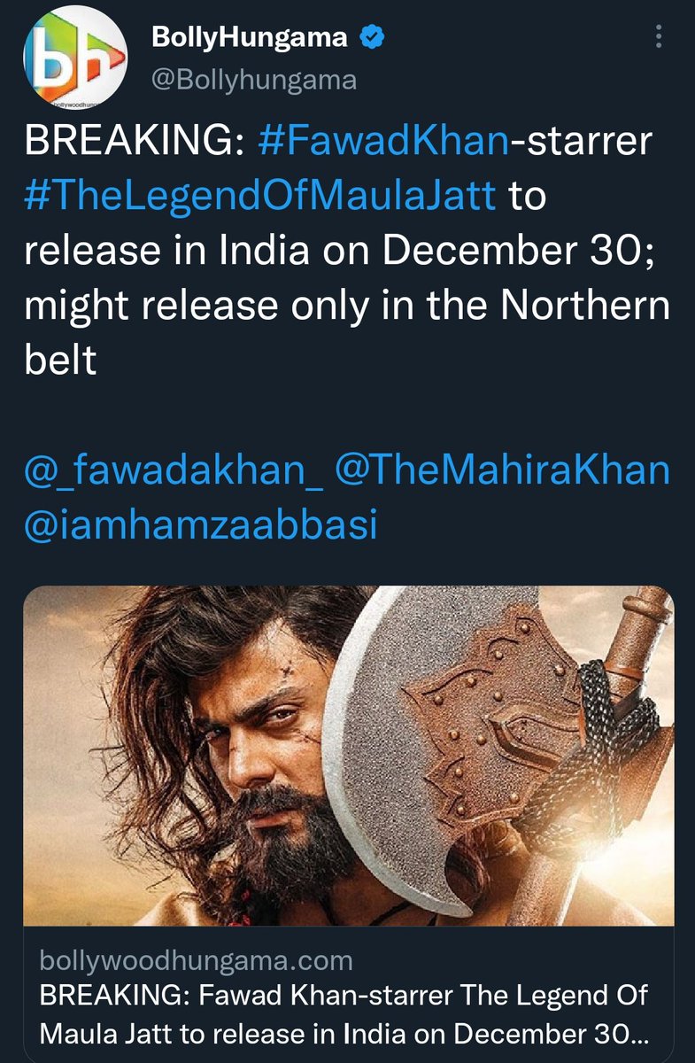 Pakistani film of #FawadKhan to release in India on 30 Dec 2022. <a href="/ZeeStudios_/">Zee Studios</a> is distributor. <a href="/_PVRCinemas/">P V R C i n e m a s</a> is partner. Punjab is primary market. 

Keep funding the friendly neighbors.