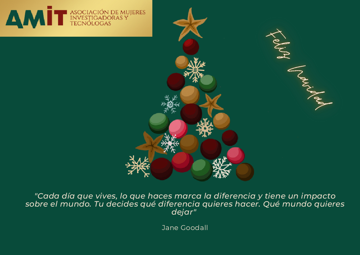 twitamit_es's tweet photo. Desde AMIT os deseamos a todas y a todos unas fiestas estupendas y un 2023 lleno de ciencia e innovación y de igualdad y justicia 🎉🥳 https://t.co/G4mXCxCLng