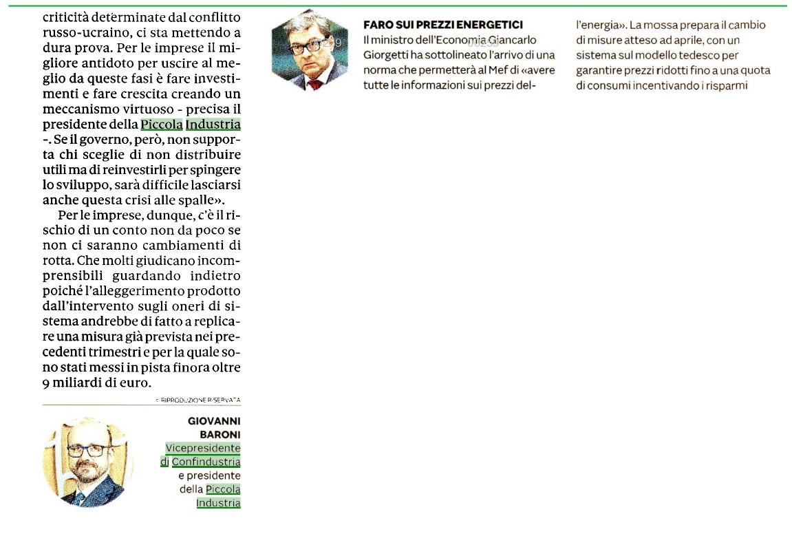 Confindustria ha dato il via alla campagna #EnergiaAlleImprese, per chiedere un taglio immediato dei costi per le realtà con utenze energetiche superiori a 16,5 kw e la conferma della misura sul credito di imposta per le aziende.