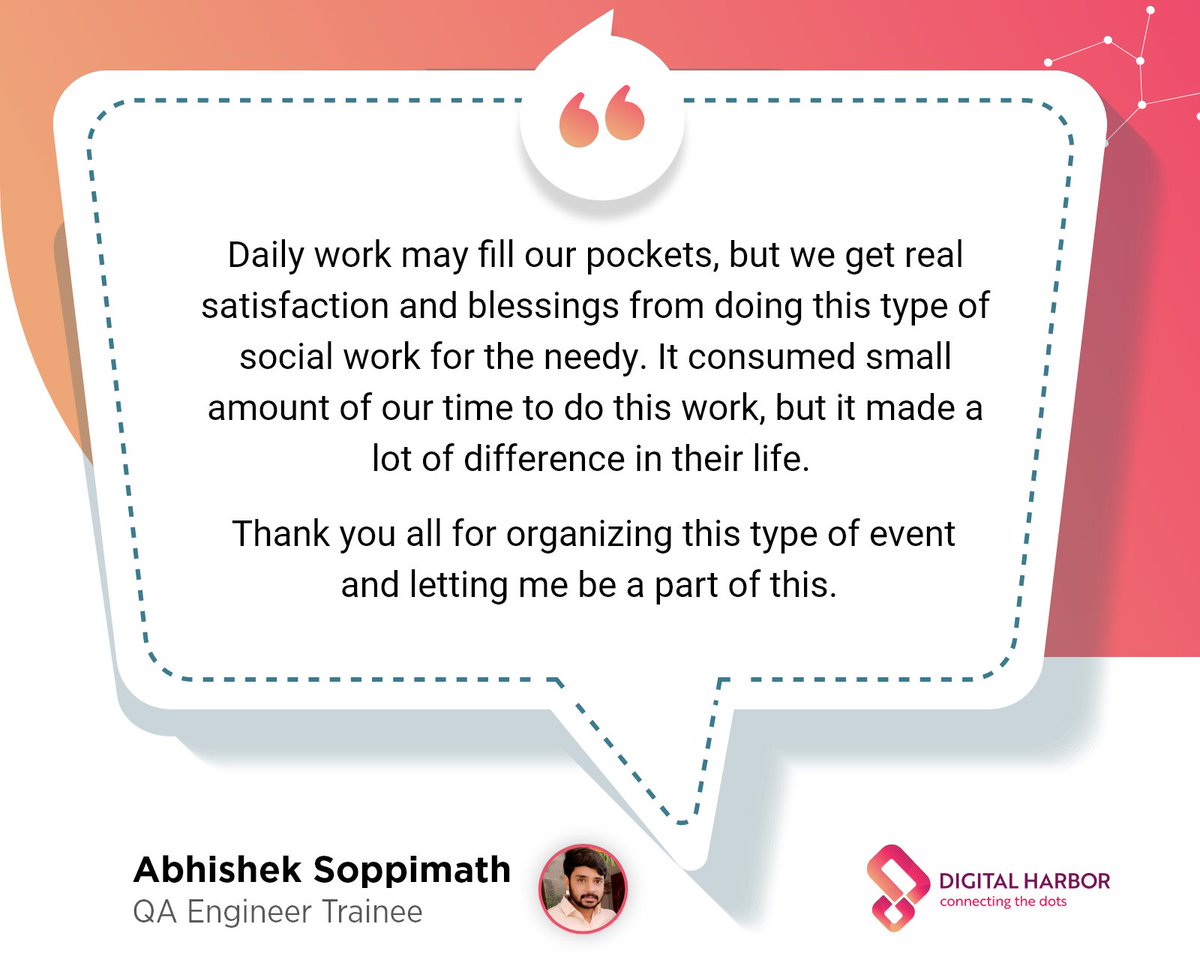 Digital_Harbor's tweet photo. The best feeling in this world is seeing someone smile because of your efforts. This is how the CSR team at DIGITAL HARBOR, Inc. came forward and helped 100s of people on the streets of Bengaluru.
 
#BlanketDonationDrive | #DH | #DHCSR | #Testimonials | #HIPsters https://t.co/483lIQnzXA