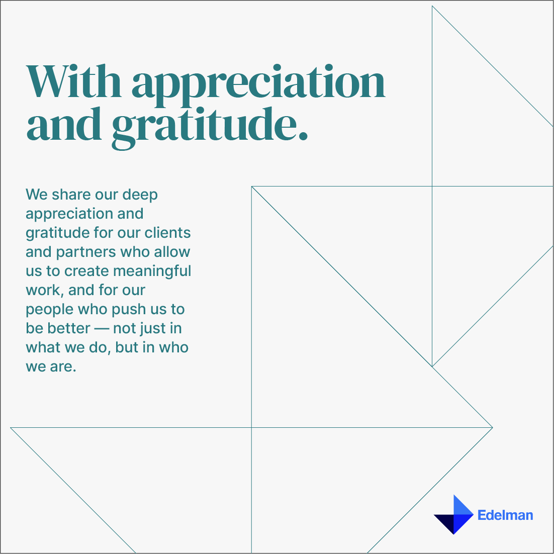 Ai nostri colleghi, ai nostri clienti, ai nostri partner: grazie di cuore per aver scelto di percorrere questo viaggio insieme a noi. Un sincero augurio affinché possiate trascorrere al meglio questi giorni di festa.