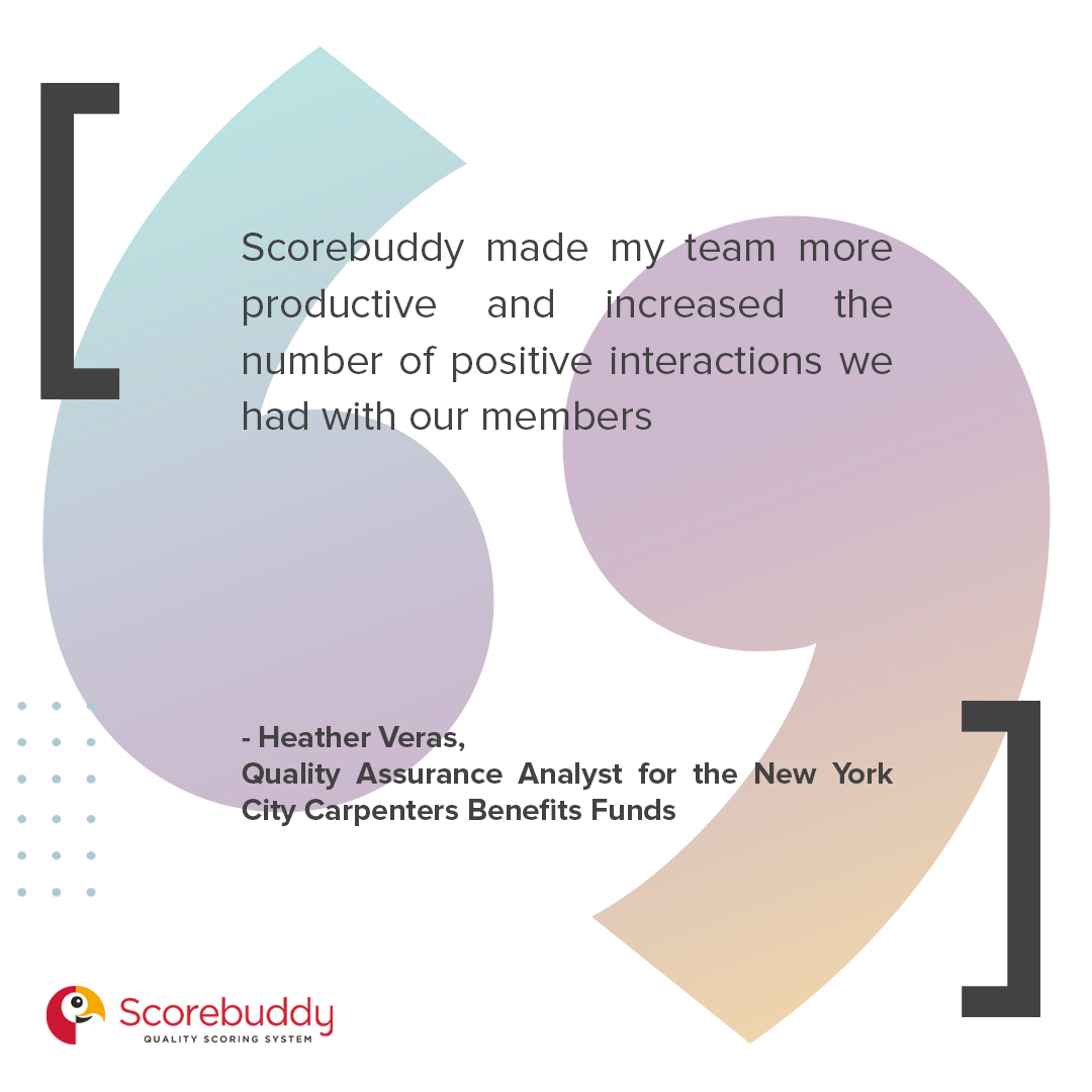 ScorebuddyCX's tweet photo. Heather Veras, Quality Assurance Analyst for the New York City Carpenters Benefits Funds, is using Scorebuddy to increase productivity, motivate agents, and improve interaction quality.
Read the case study here:
https://t.co/WmgQWlkouY
#customersatisfication #customersuccess https://t.co/hkJ11mvzNu