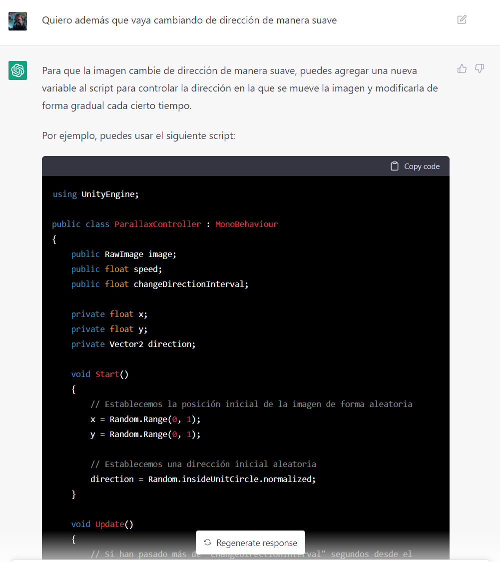 Me está pareciendo increíble la velocidad y eficiencia de ChatGPT, no paro de usarlo para tareas de programación repetitivas o funcioncillas chorras. Esta claro que no te va a hacer la arquitectura del proyecto, pero para todo lo demás, ChatGPT.