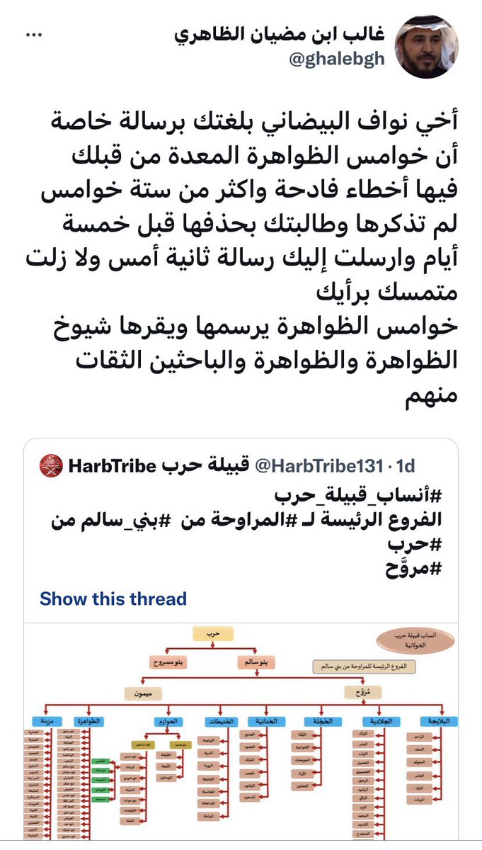 harbtribeansar's tweet photo. #قبيلة_حرب_أحفاد_المهاجرين_والانصار

العبث الخامس في نسب قبيلة الظواهرة https://t.co/zyyDWehLDe