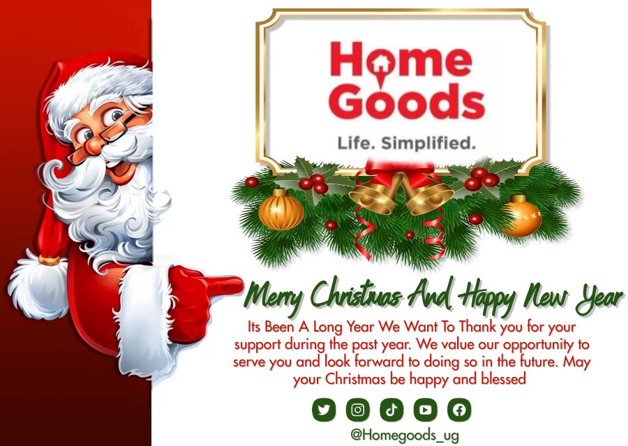 HomeGoods_Ug's tweet photo. This Christmas, we wish you find peace and prosperity in every sphere of your life. #MerryChristmas 🎄 https://t.co/9PkO5QBZbU