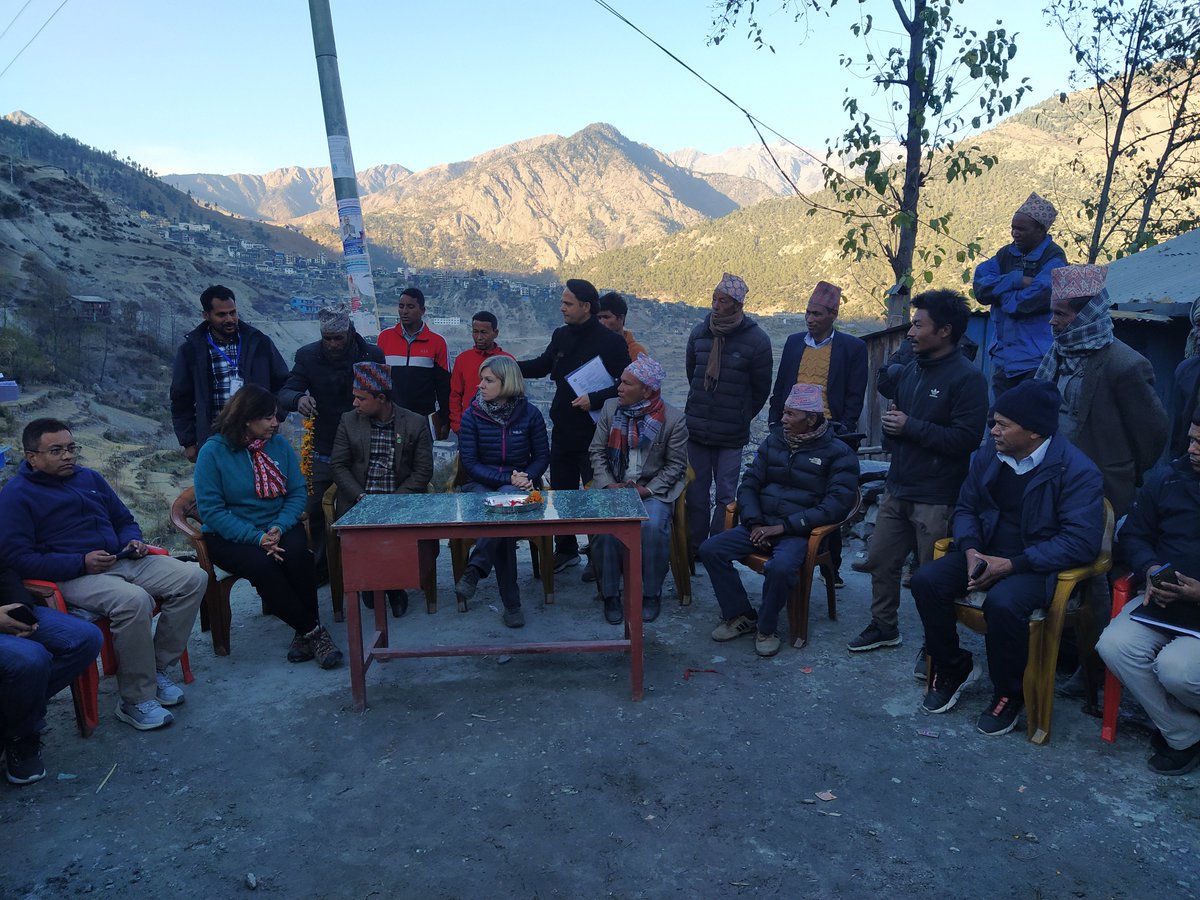 NCCSPGoN's tweet photo. Some snaps of British Ambassador to Nepal her Excellency Nicola Pollitt visit at Mugu. Her team observed the project site and did interact with the beneficiaries of the Bhambada drinking water supply scheme of Chhayanath Rara Municipality. https://t.co/kc5ke0MwWL