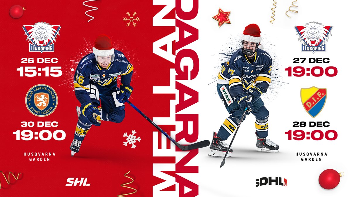 🎄 Ho ho ho! Mellandagarna är fullspäckade med hockey i Husqvarna Garden! Två SHL-matcher och två SDHL-matcher där killarna och tjejerna behöver ditt stöd på läktaren.

🎫 hv71.se/biljetter #HV71