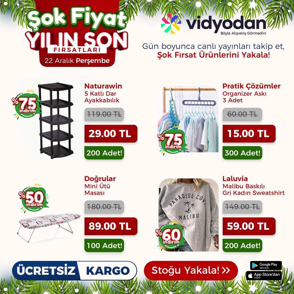 vidyodan's tweet photo. Vidyodan'da Yılın Son Fırsatlarını Kaçırma!
Perşembe Gününe Özel Şok Fiyatlara Hazır Mısınız
Kaçırmamak için
Canlı Yayınları Takip et!
Stoklar sadece canlı yayınlarda açılacaktır.
Hemen Vidyodan uygulamasını indir!
https://t.co/SwoMtM0FDh
#vidyodan 
#vidyodankampanya https://t.co/aqnwxZhcYG