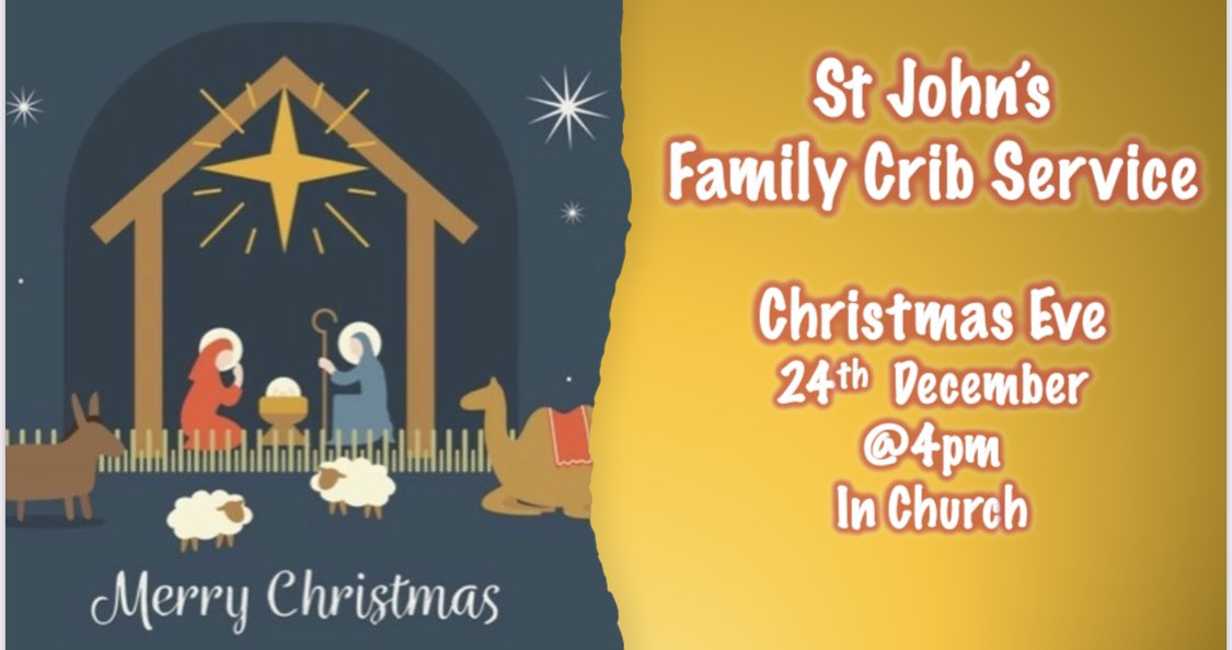 StJohnThornton's tweet photo. Join us at 4pm on Christmas Eve for our family crib service. Bring the whole family, all are welcome. https://t.co/soIIBKXJsl