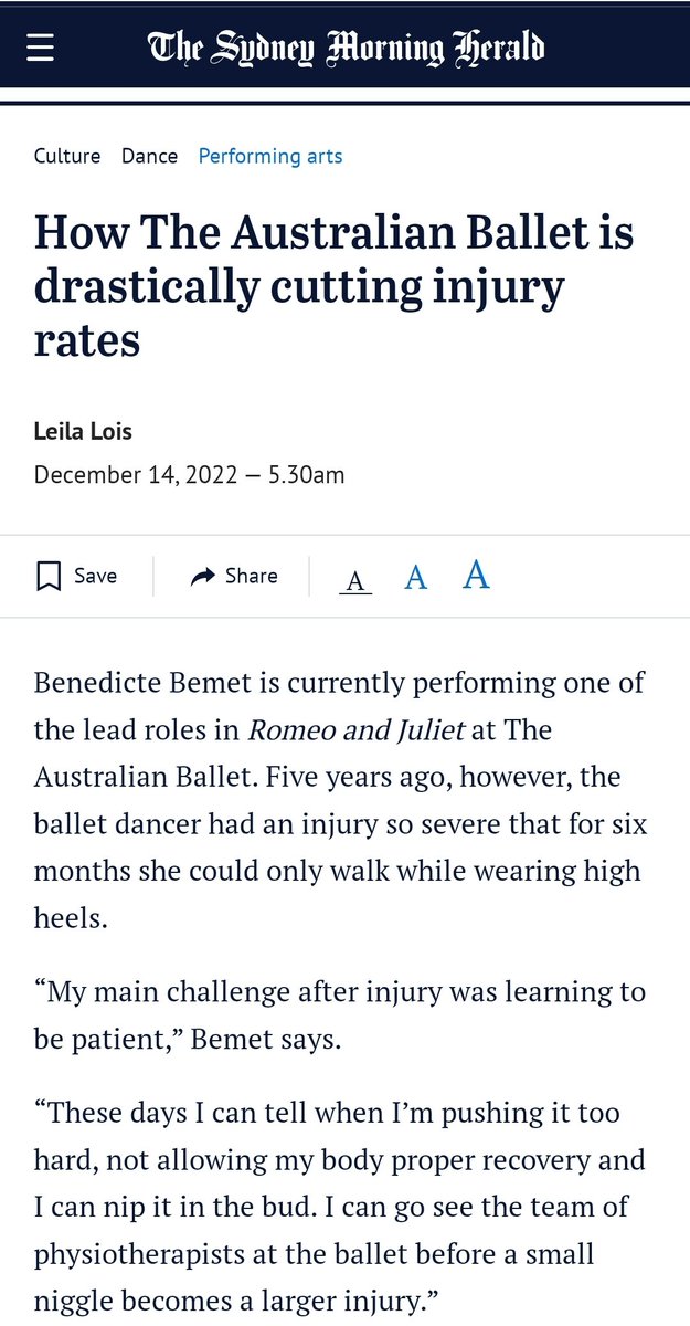 physiosinsport's tweet photo. Falling Injury Rates in @TheAusBallet among their athletic artists population [not artistic athletes] as described @S_Maysey &amp; @tendonpain

Strategic Research driven focus
Mental well-being
Supervised Pre-dance prep
Pop In time with physio
Fantastic comms

https://t.co/gslRw8ARPp https://t.co/WxrxEqkNX9