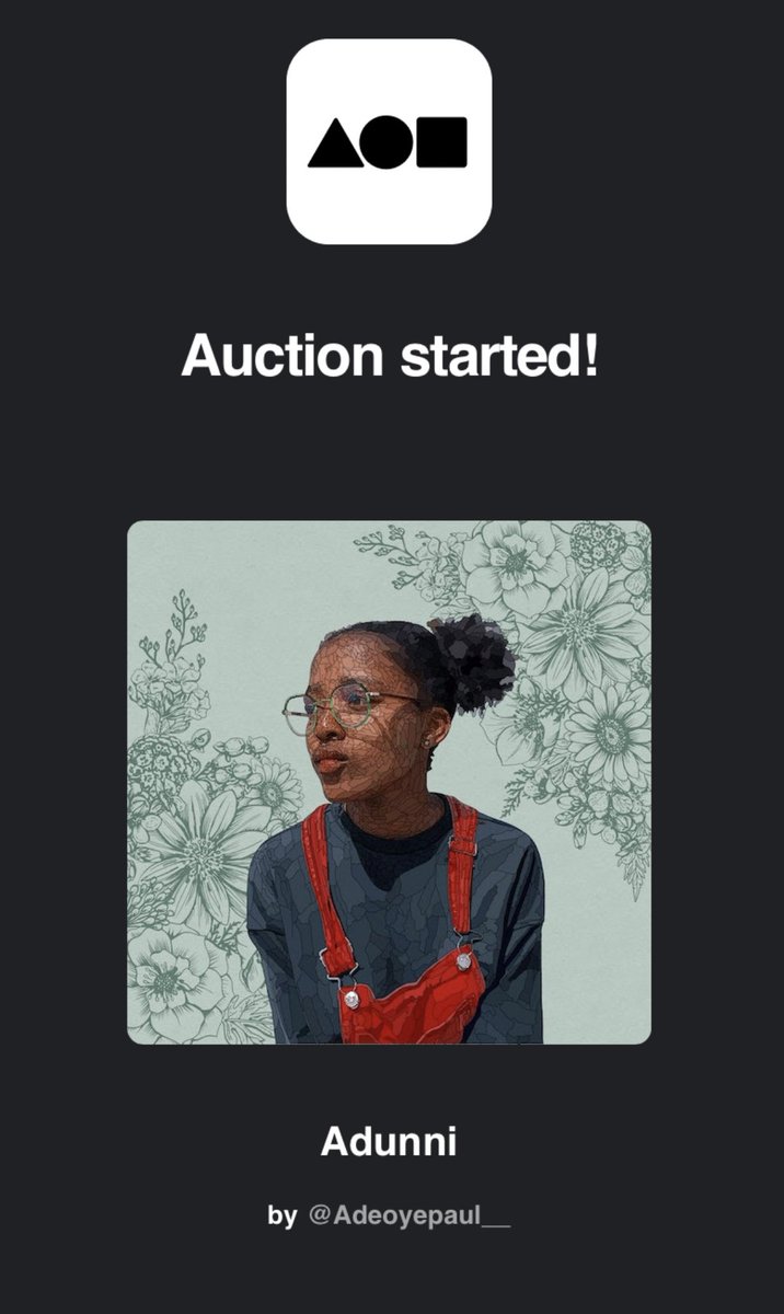 Woke up to a <a href="/foundation/">Foundation 🌐</a> mail.

The reserve for “ADUNNI” has been met by <a href="/TheEasyCoHQ/">The Easy Company</a> ,
Thank you for supporting.

Auction is live for the next 15hrs.