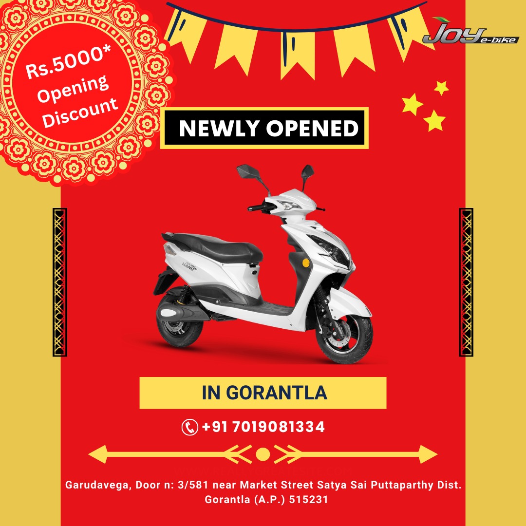 GarudaMartIndia's tweet photo. Joy-e bike showroom has started in Gorantla city.
Get Rs. 5000/-* Opening Discount on E-Bike.
Book now: +91 70190 81334
#joyebike #gorantla #newlyopened #comingsoon #openingdiscount #garudavega https://t.co/7OugPWKXiF
