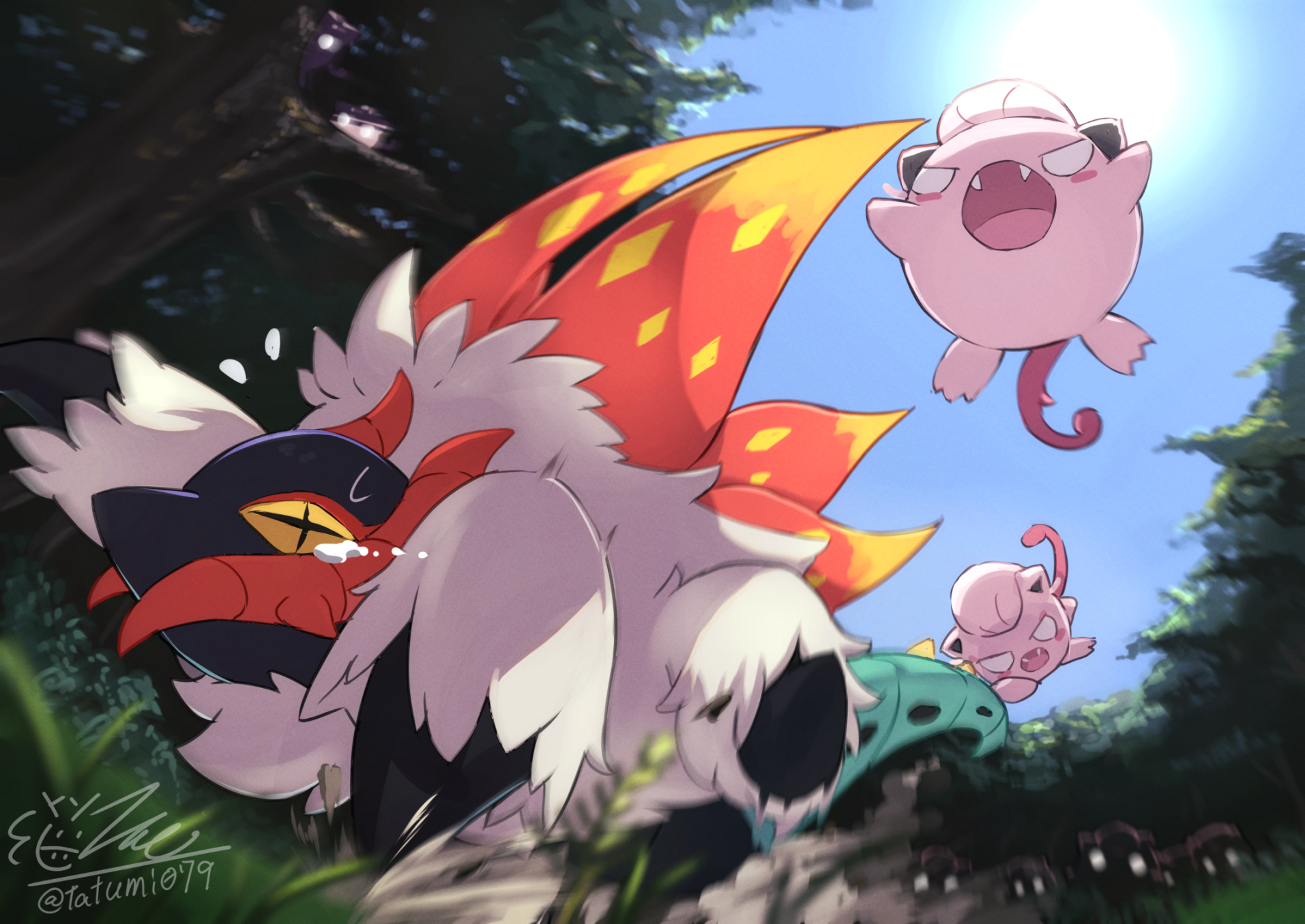 ポケモン チヲハウハネ 手描き イラスト A4大サイズ