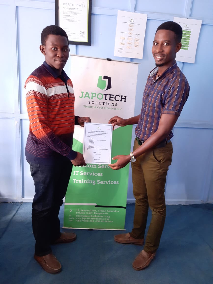 japotech's tweet photo. Congratulations to Ivan Ssonko, a fresh university graduate who has successfully completed a hands-on Telecom Installations apprenticeship with Japotech. he is now ready for the telecom field.
#telecomtraining
#japotechworks https://t.co/4TwrGR4CL6