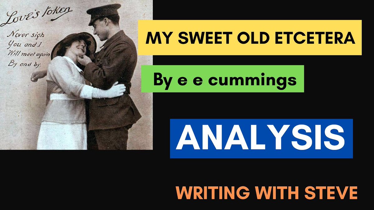 Check out my latest video 'My sweet old etcetera by e e cummings - poem analysis' Watch Now: youtu.be/vLhO9mY6sck