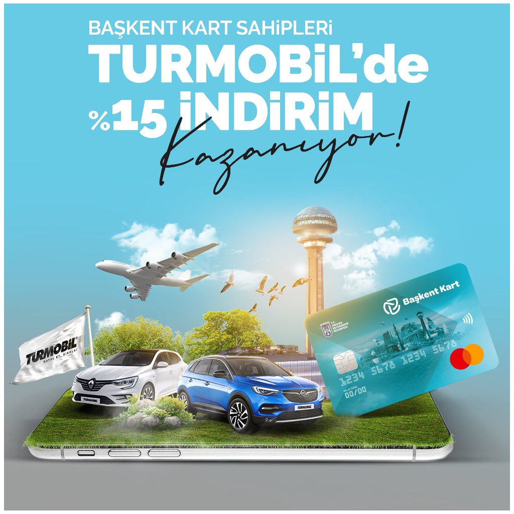 Başkent Kart kullanıcıları <a href="/turmobil/">TurMobil</a> 'in bütün şubelerinde geçerli extra %15 indirim kazanıyor.