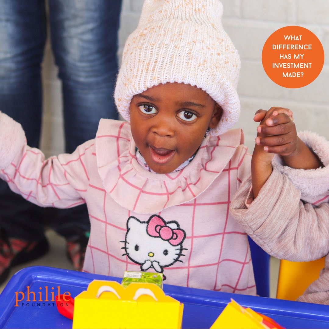Philile's tweet image. Over the last decade, your investment has not only given the gift of a solid educational foundation to hundreds of children living in under resourced areas, but quality hot meals and after- care facilities for over 700 children as well. 

Together we can do so much! 

#thankyou