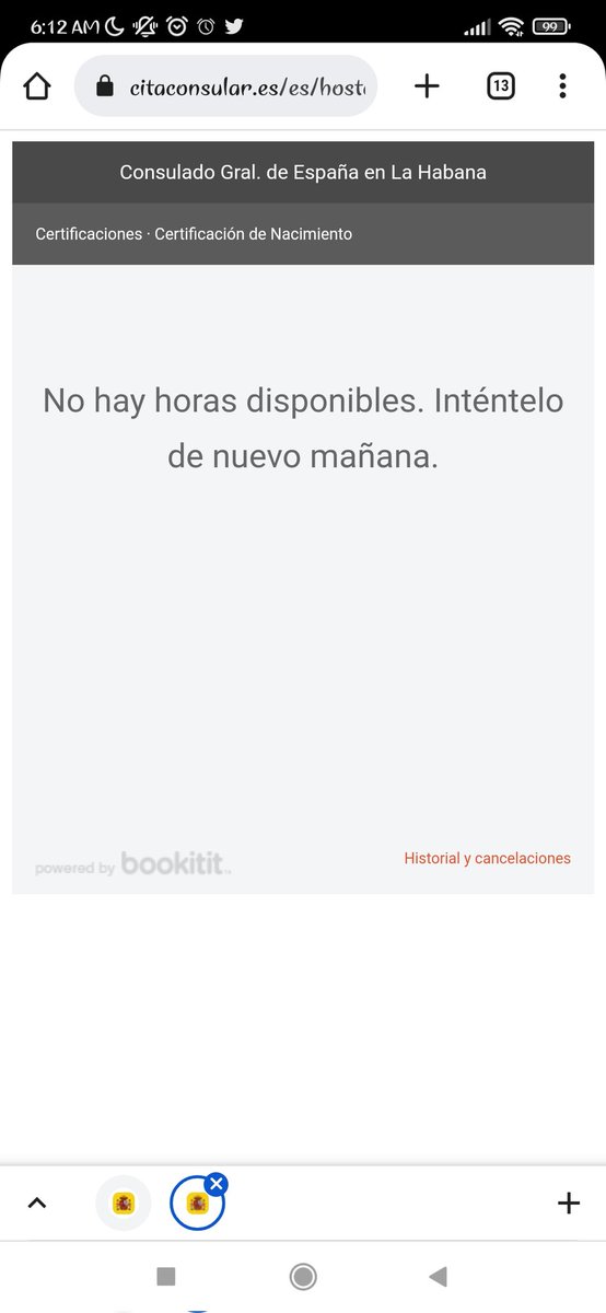 MaryCPCFree's tweet photo. @ConsEspLaHabana por favor pueden explicarme cómo sacar una cita para solicitar el certificado de nacimiento de mi mamá que ya es ciudadana española por la ley 52, siempre que intento sale No hay horas disponibles Inténtelo de nuevo mañana. https://t.co/BfVrlUEtbq