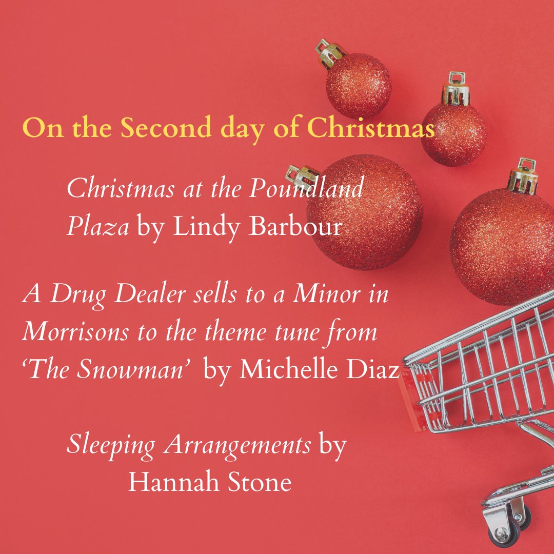 InkSweatTears's tweet photo. On the Second day of Christmas we have three brilliant poems that span the ubiquitous supermarket and rush hour. Catch these poems by Lindy Barbour (@ampherlaw1) , Michelle Diaz and Hannah Stone.

https://t.co/I28dkxviDQ

#12DaysOfChristmas #PoemADay https://t.co/H4aPjPSD3Q