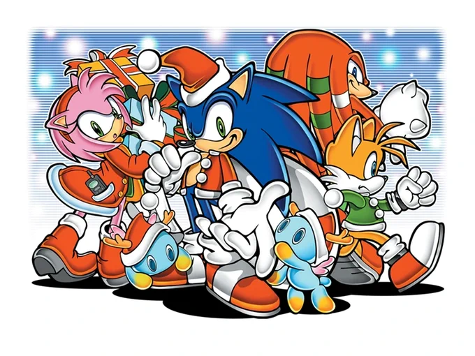 Sonic the Hedgehog's Holiday Cheer Suit in Sonic Frontiers is based on an outfit he wore in a Christmas promotional artwork for Sonic Adventure, which has gone on to make several other appearances over the years. 