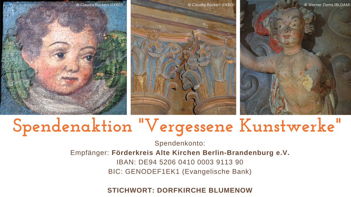 mwfkbrb's tweet photo. Vorweihnachts-Spendenaktion #VergesseneKunstwerke: Schon > 8.000 € aus für Dorfkirche #Blumenow. V.a. Altaraufbau, Kanzel &amp; Westempore benötigen bald Erhaltungsmaßnahmen. Aktion von #MWFK, Landesamt f. Denkmalpflege, @ekbo_de &amp; Förderkreis #AlteKirchen. Bitte weiter spenden ↓↓ https://t.co/5mvalbjufs