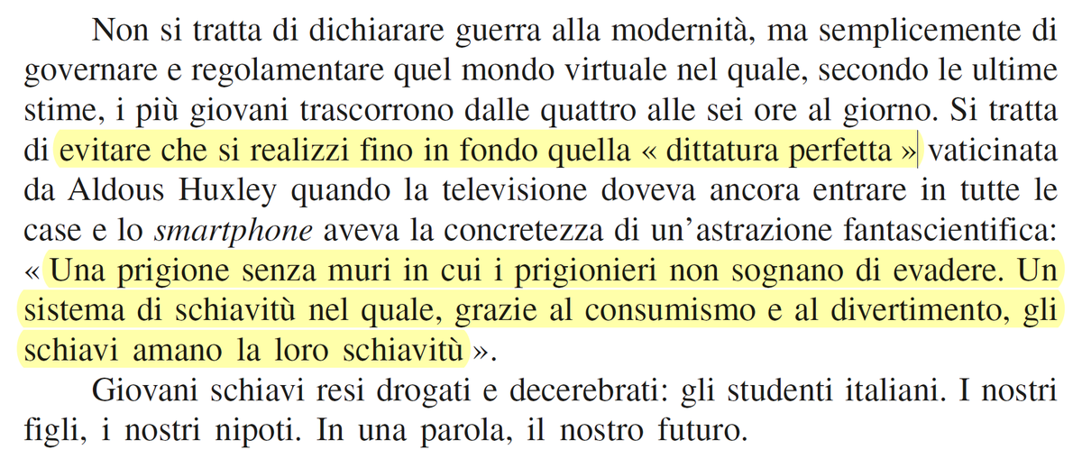 enriconardelli's tweet photo. Attenzione: «Non si tratta di dichiarare guerra alla modernità, ma semplicemente di governare e regolamentare quel mondo virtuale nel quale ... i più giovani trascorrono dalle quattro alle sei ore al giorno.» https://t.co/VmZI0oZnYC
